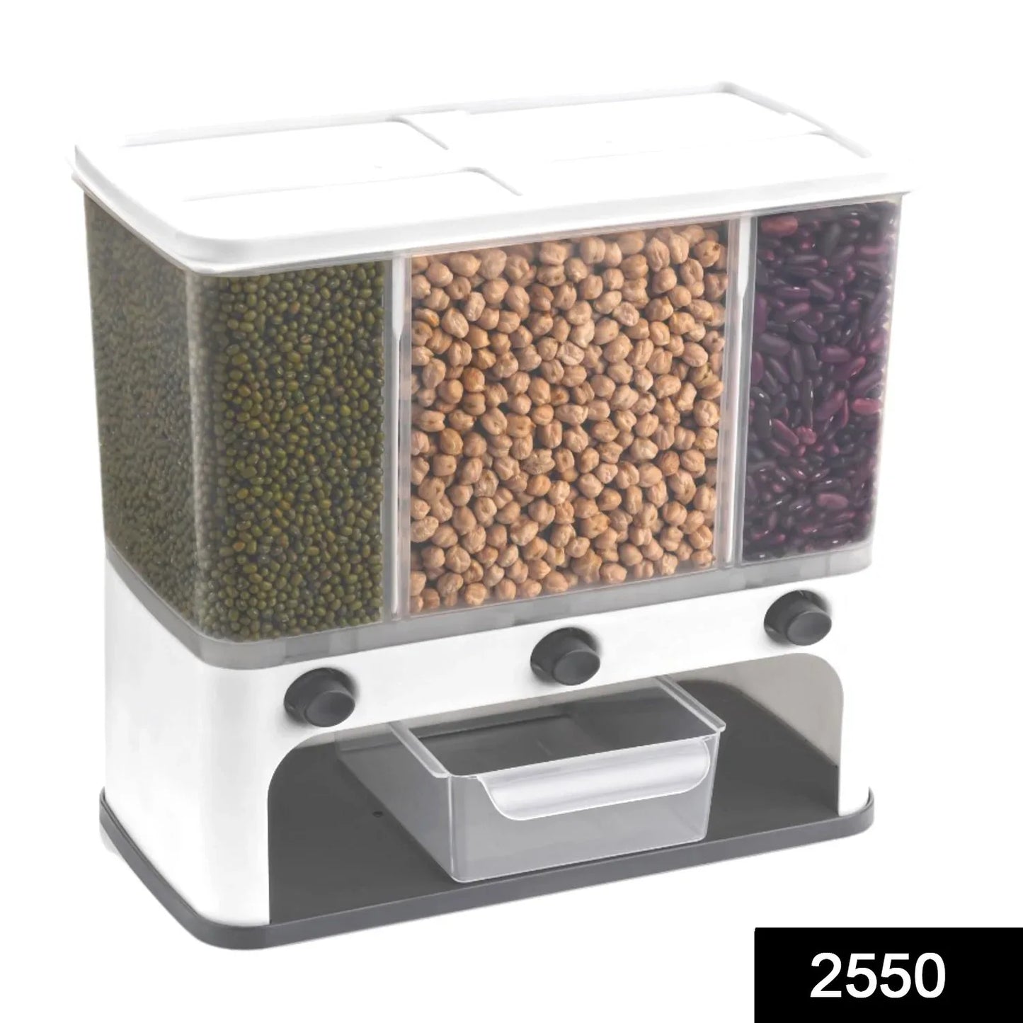 Easy Flow Cereal Dispenser For Kitchen 3 In 1 Push Button Wall Mount Container - warehousetech13