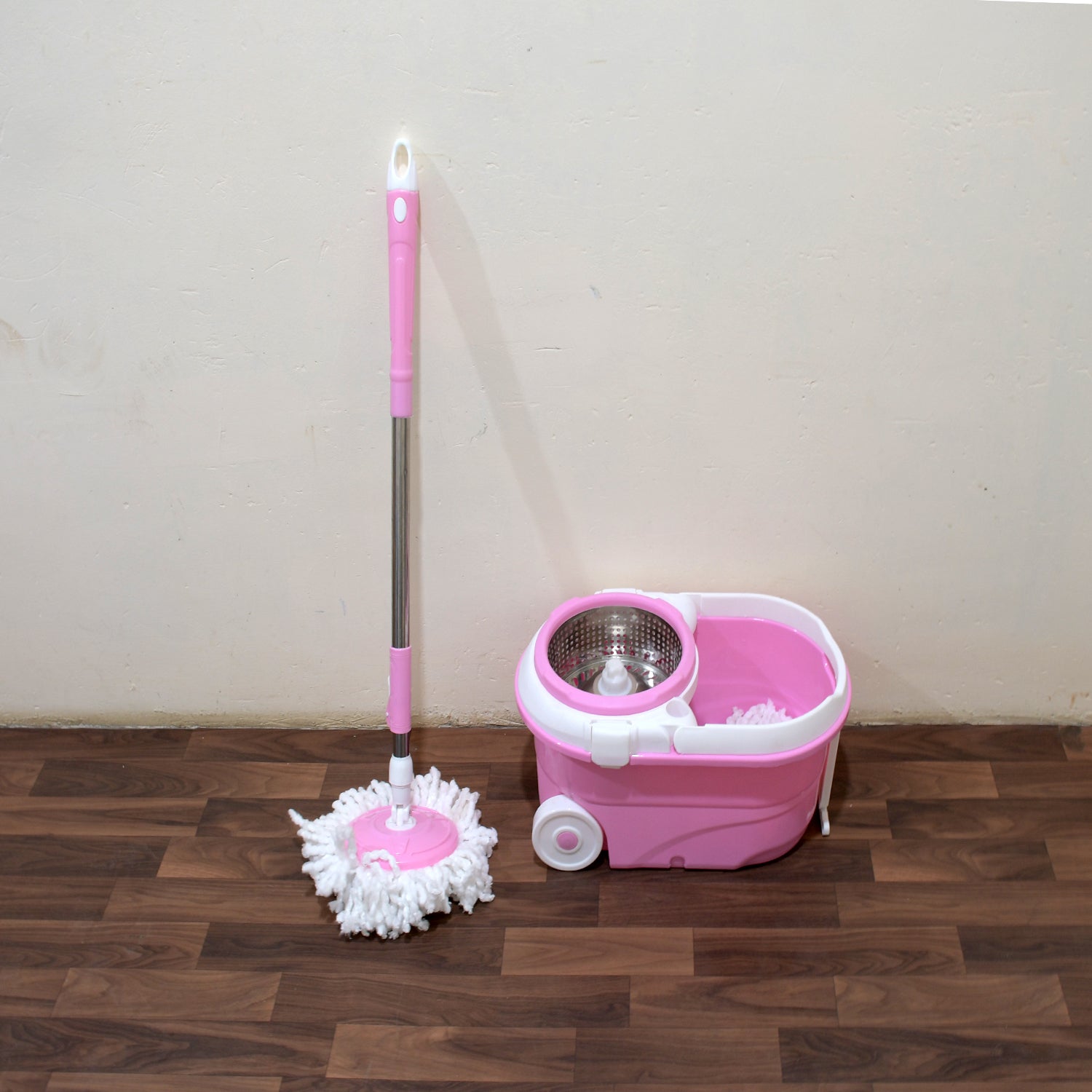 4105 Mop With Bucket For Floor Cleaning With Steel Spin Mop For Floor Cleaning Floor Cleaner Mop Spin Mop Magic Mop Mop Stick Spin Mop Set With Bucket Household Office Cleaning Tool Mop - warehousetech13