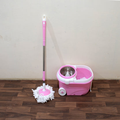 4105 Mop With Bucket For Floor Cleaning With Steel Spin Mop For Floor Cleaning Floor Cleaner Mop Spin Mop Magic Mop Mop Stick Spin Mop Set With Bucket Household Office Cleaning Tool Mop - warehousetech13