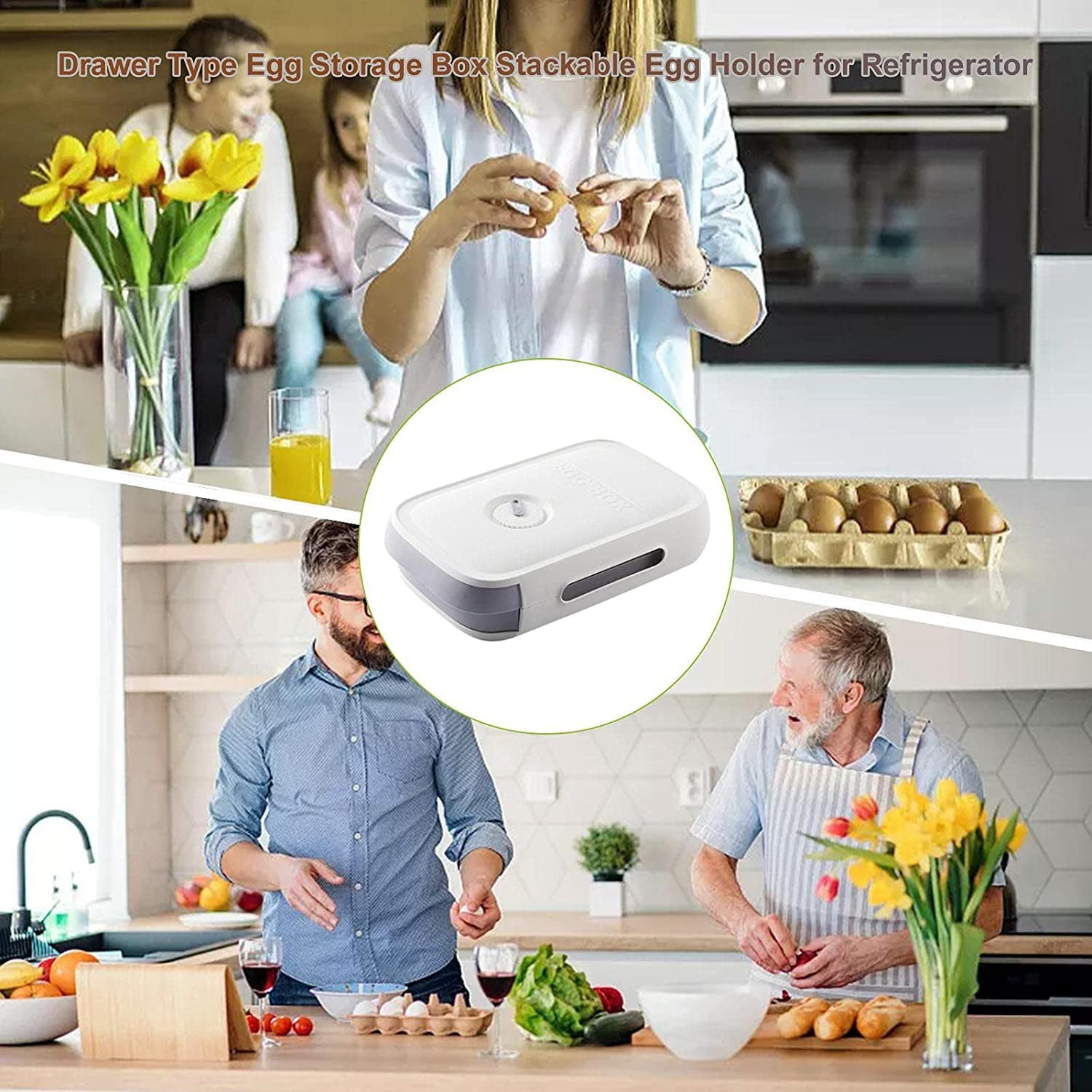 5723 Egg Storage Box Plastic Egg Drawer Fridge Egg Organizer Egg Keeper Refrigerator Egg Drawer Plastic Egg Carton Covered Egg Holder Pantry Egg Bin Household Egg Tray (1 Pc) - warehousetech13