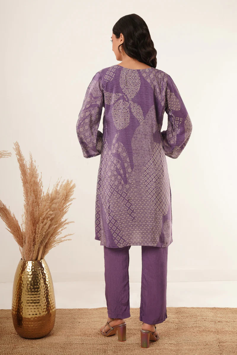 Dhaara Hand Mirror Work V-Neck Kurti Set - warehousetech13