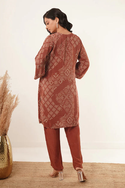 Dhaara Hand Mirror Work V-Neck Kurti Set - warehousetech13