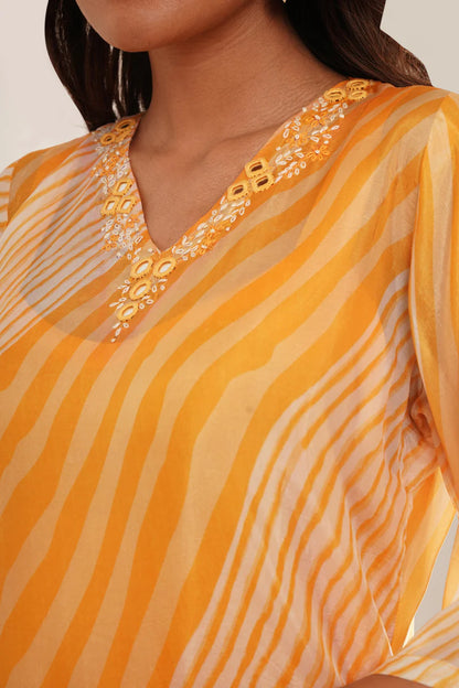 Dhaara Hand Mirror Work V-Neck Kurti Set - warehousetech13