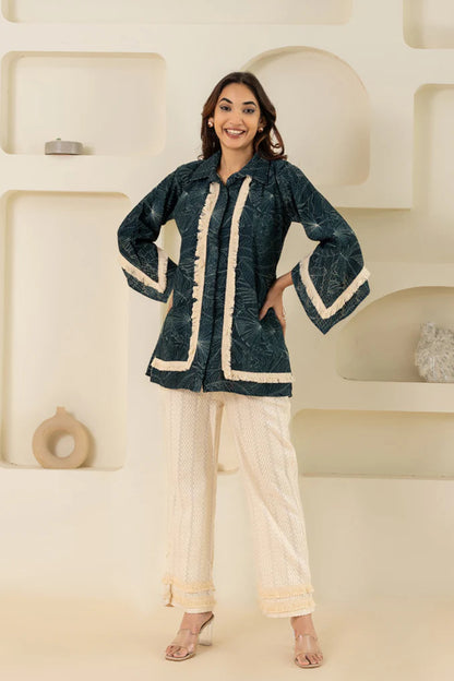 Floral Print Khadi Shirt Set