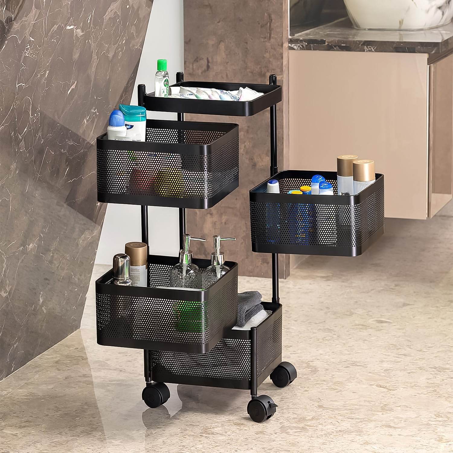 Metal Square High Quality Kitchen Trolley With Wheels (4 Layer 1 Pc) - warehousetech13