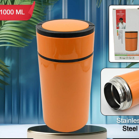 Stainless Steel Water Bottle With Foldable Spoon Handle Easy To Carry Leak Proof (1000 Ml) - warehousetech13
