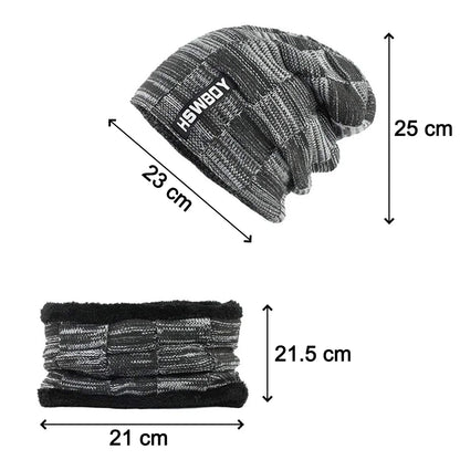 6066 Ultra Soft Unisex Woollen Beanie Cap Plus Muffler Scarf - warehousetech13