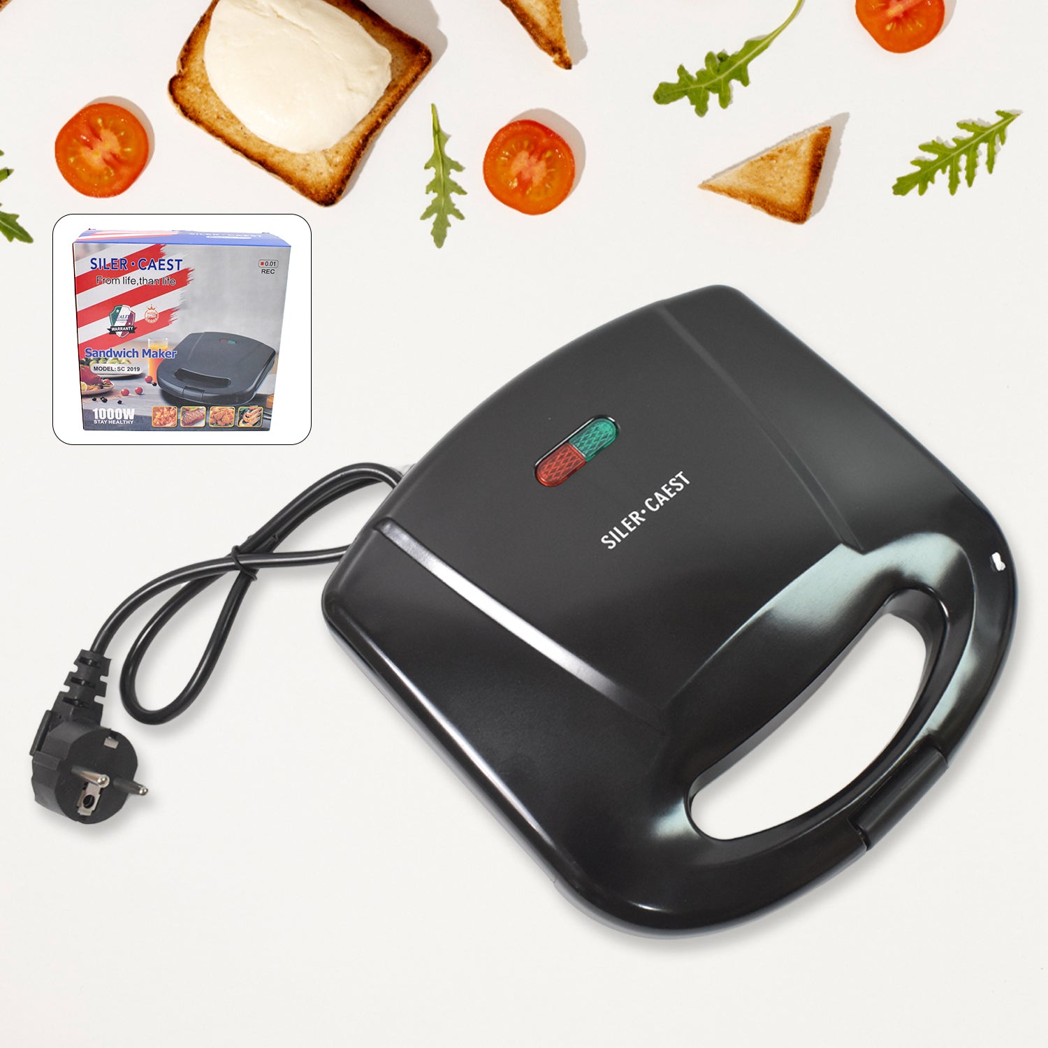 Waffle Maker Makes 2 Square Shape Waffles With Indicator Lights - warehousetech13