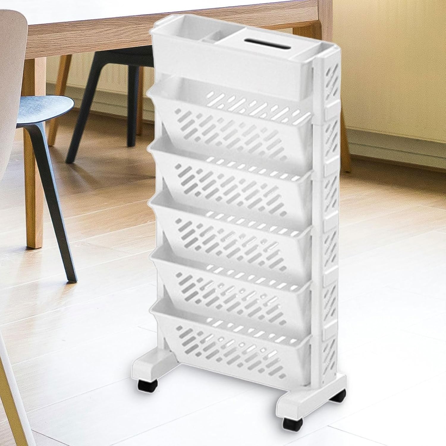 Movable Bookshelf Large Capacity Rotatable Plastic Rolling Organization Shelf Rack - warehousetech13