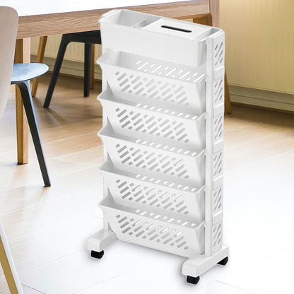 Movable Bookshelf Large Capacity Rotatable Plastic Rolling Organization Shelf Rack - warehousetech13