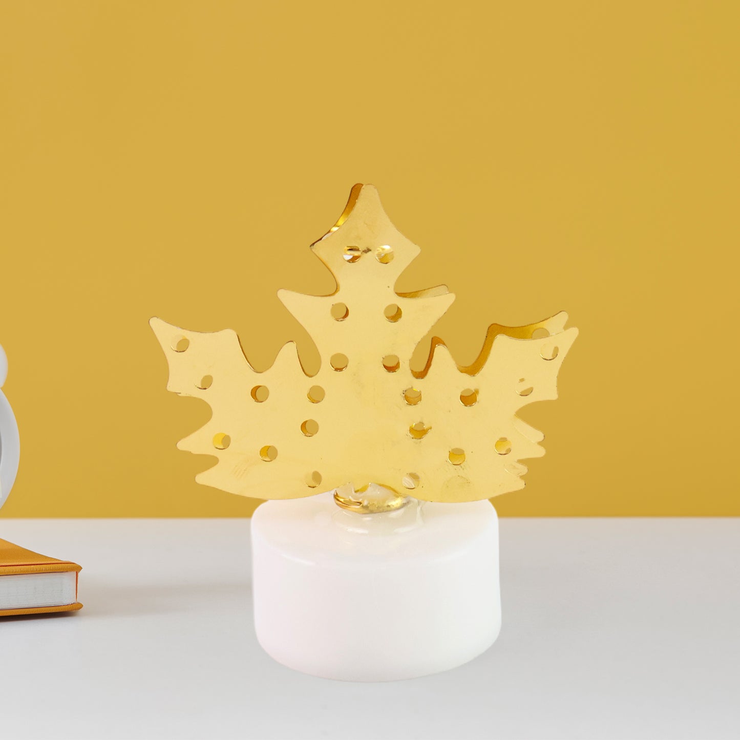 Decorative Led Gold Metal Leaf Diya Lamp (1 Pc) - warehousetech13