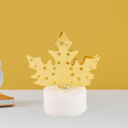Decorative Led Gold Metal Leaf Diya Lamp (1 Pc) - warehousetech13