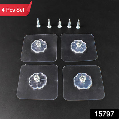 Self Adhesive Hooks Sticker Screw Nut And Bolt Type (4 Pcs Set) - warehousetech13