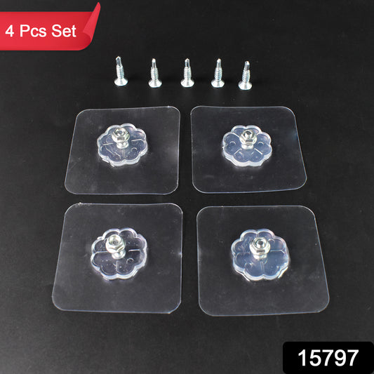 Self Adhesive Hooks Sticker Screw Nut And Bolt Type (4 Pcs Set) - warehousetech13