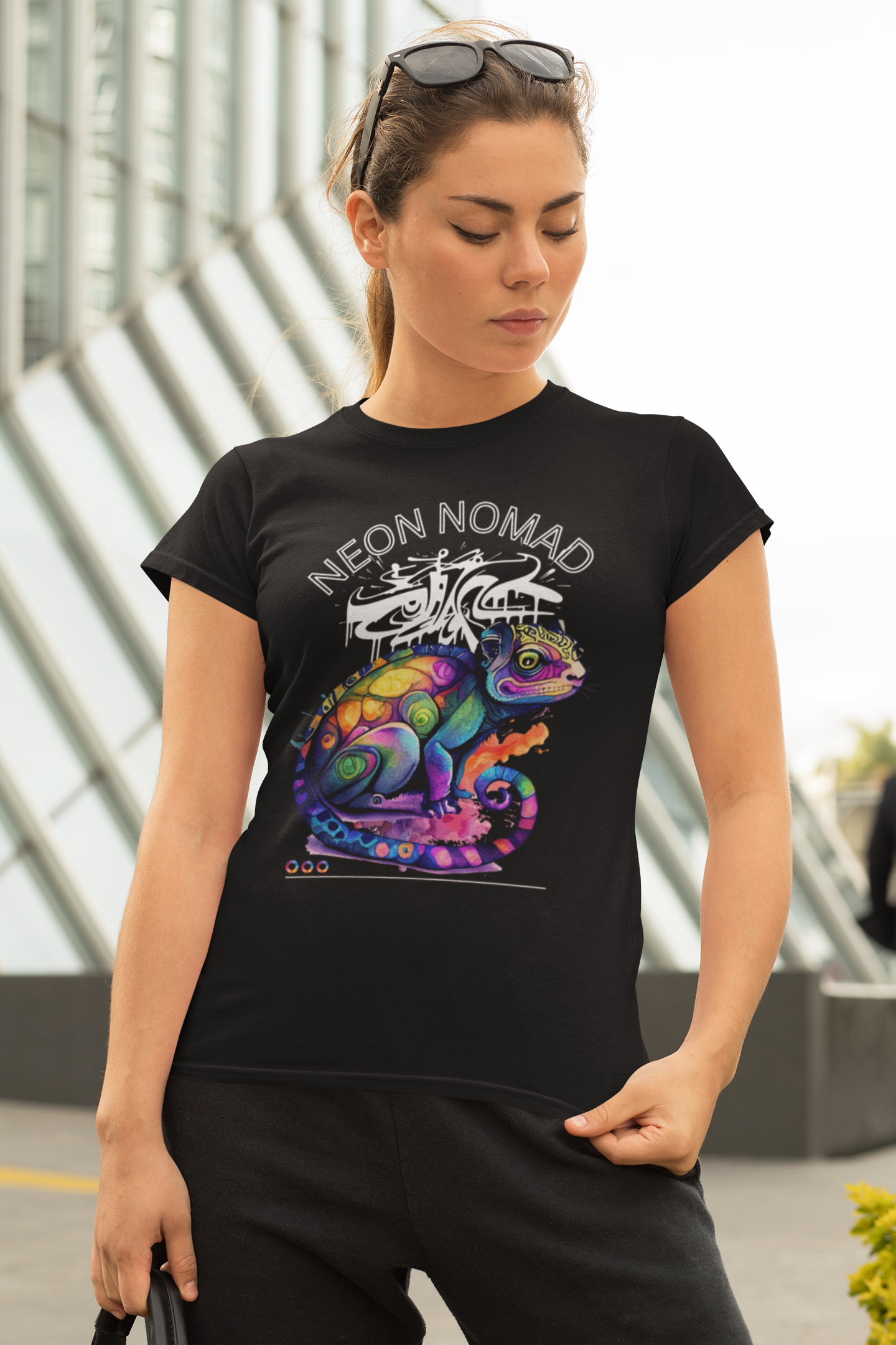 Neon Nomad Psychedelic Chameleon Streetwear T‑Shirt