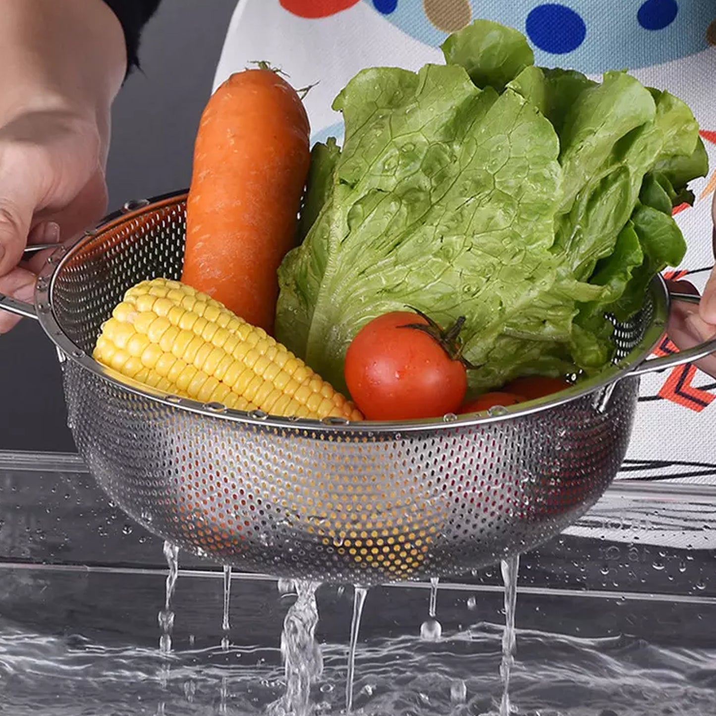 Stainless Steel Rice Vegetables Washing Bowl Strainer Collapsible Strainer. - warehousetech13