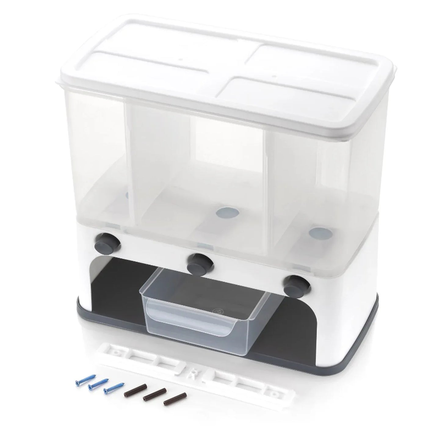 Easy Flow Cereal Dispenser For Kitchen 3 In 1 Push Button Wall Mount Container - warehousetech13