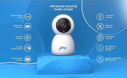 Godrej EVE PRO 5 Pan Tilt Smart WiFi Security Camera With 350 Degree - warehousetech13