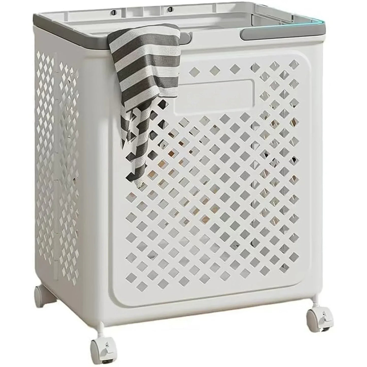 Large Foldable Laundry Basket With Wheels - warehousetech13