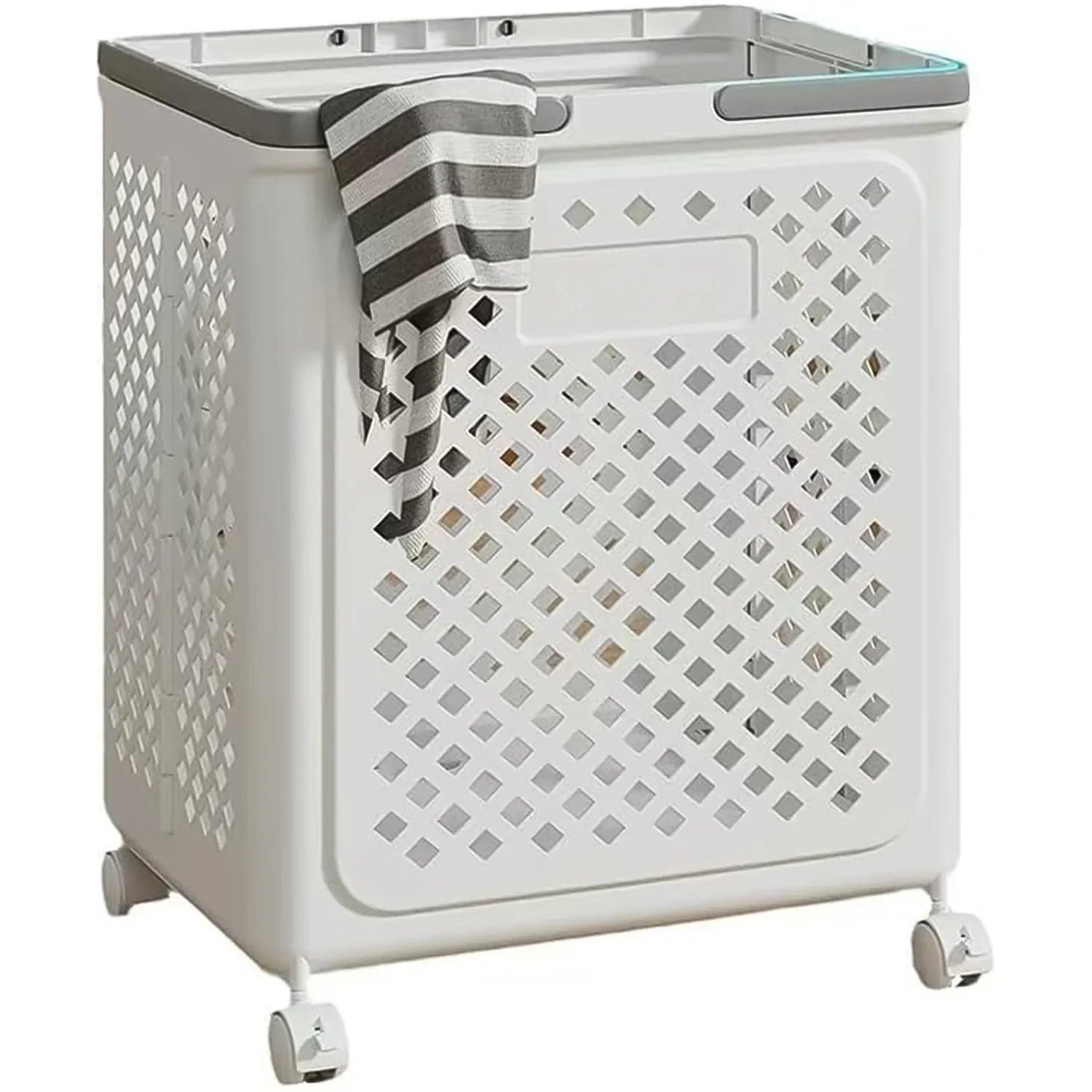 Large Foldable Laundry Basket With Wheels - warehousetech13