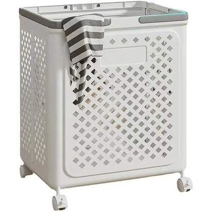 Large Foldable Laundry Basket With Wheels - warehousetech13