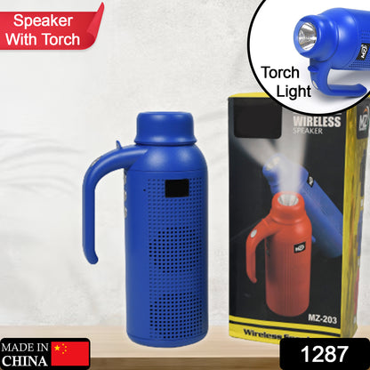1287 Smart Bluetooth Speaker With Torch Light Wireless Bluetooth Speaker Night Flash Light Speaker - warehousetech13