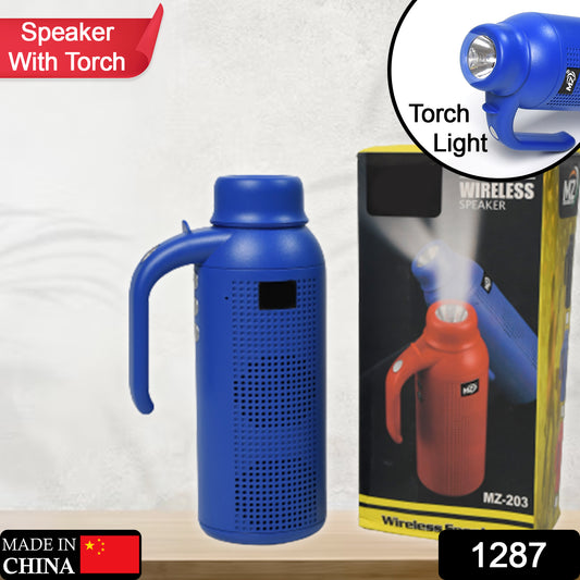 1287 Smart Bluetooth Speaker With Torch Light Wireless Bluetooth Speaker Night Flash Light Speaker - warehousetech13