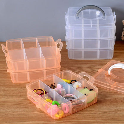 3-tier 18 Sections Transparent Stackable Adjustable Compartment Slot Plastic Craft Storage Box - warehousetech13