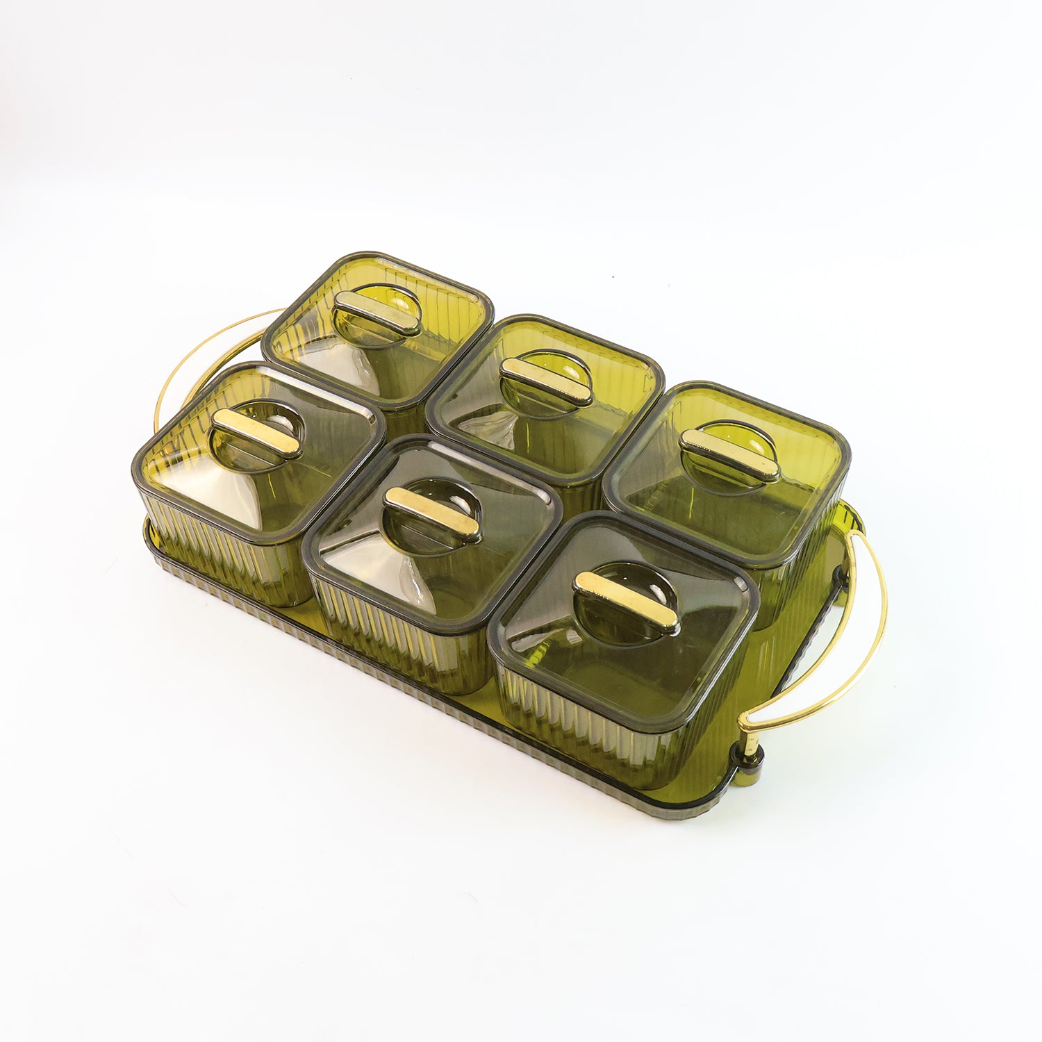 Liger Multipurpose Transparent Spice Jar Set With Tray And Lids 400ml Approx (6 Pc) - warehousetech13