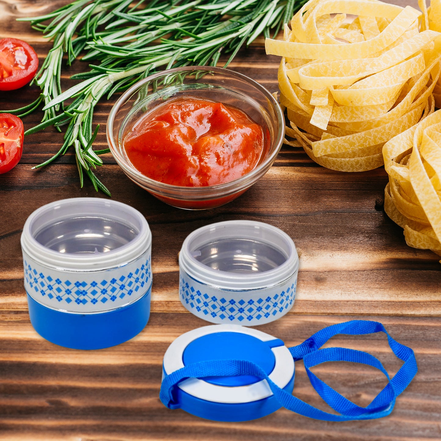 2493 3 Layer Adjustable Insulated Tiffin Set Of 1 Blue 3 Containers Lunch Box - warehousetech13