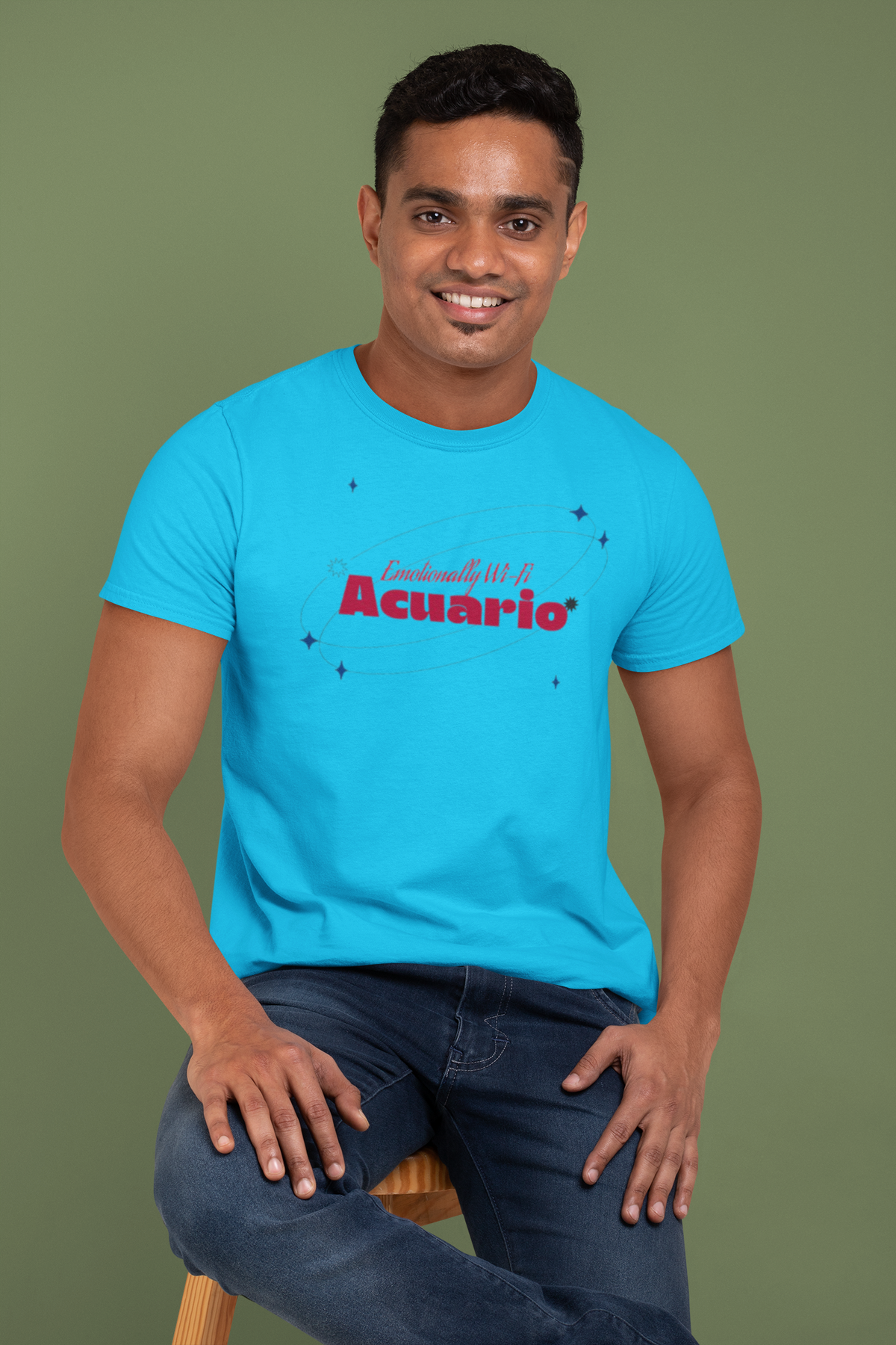 Emotionally Wi-Fi Acuario Zodiac Graphic T-Shirt - Black