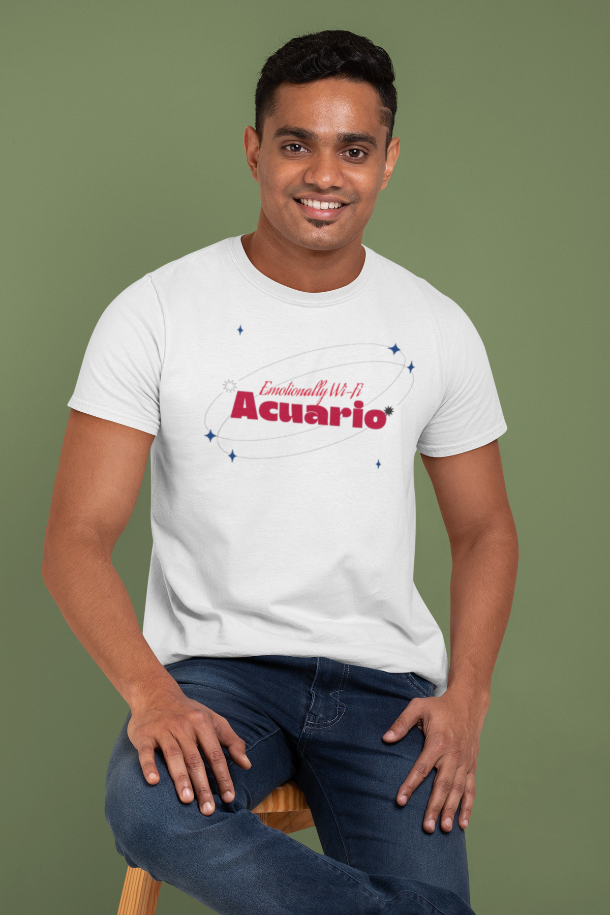 Emotionally Wi-Fi Acuario Zodiac Graphic T-Shirt - Sky Blue
