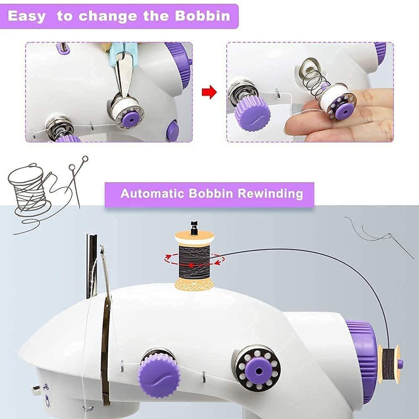 Portable Electric Sewing Machine for Home Tailoring | With Extension Table, Foot Pedal & Adapter | Mini Silai Stitching Machine