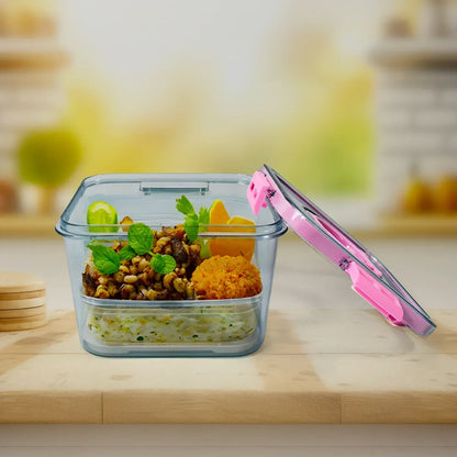 1400ml Clear Plastic Food Storage Container with Lid | Airtight, Stackable Fridge Box for Fruit, Leftovers & Meal Prep - warehousetech13