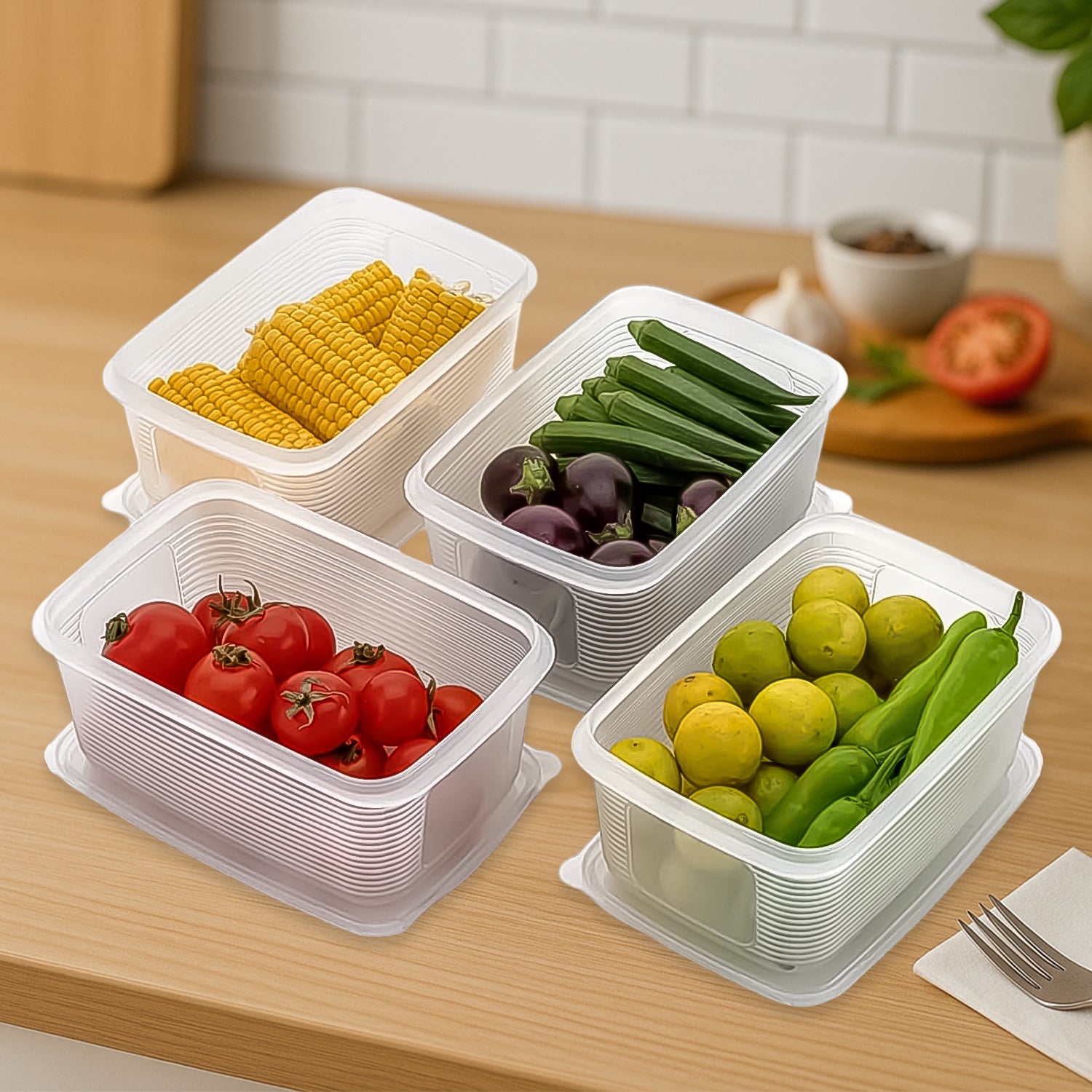 6 Pcs Multipurpose Plastic Food Storage Container Set - warehousetech13