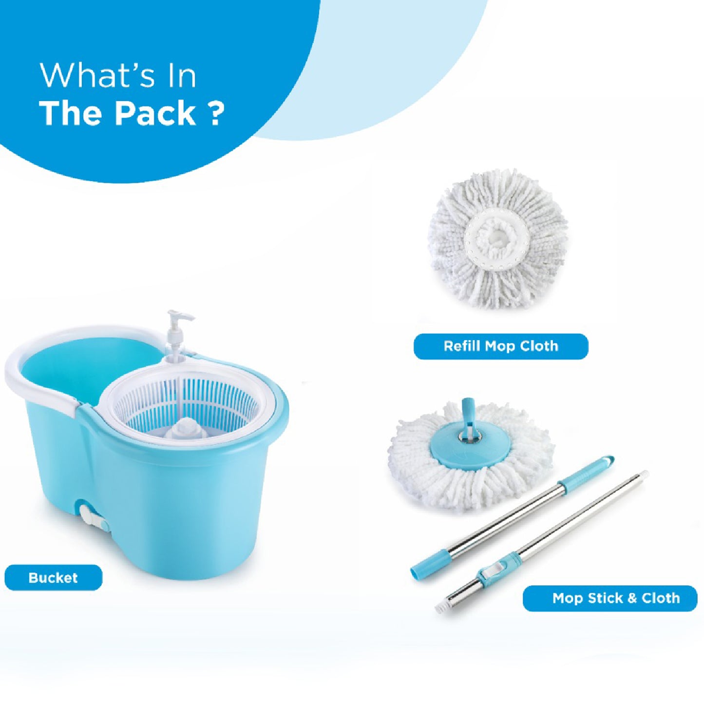 8702 Plastic Spinner Bucket Mop 360 Degree Self Spin Wringing With 2 Absorbers For Home And Office Floor Cleaning Mops Set - warehousetech13