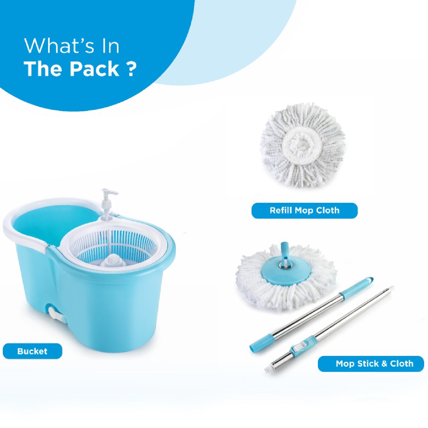 8702 Plastic Spinner Bucket Mop 360 Degree Self Spin Wringing With 2 Absorbers For Home And Office Floor Cleaning Mops Set - warehousetech13