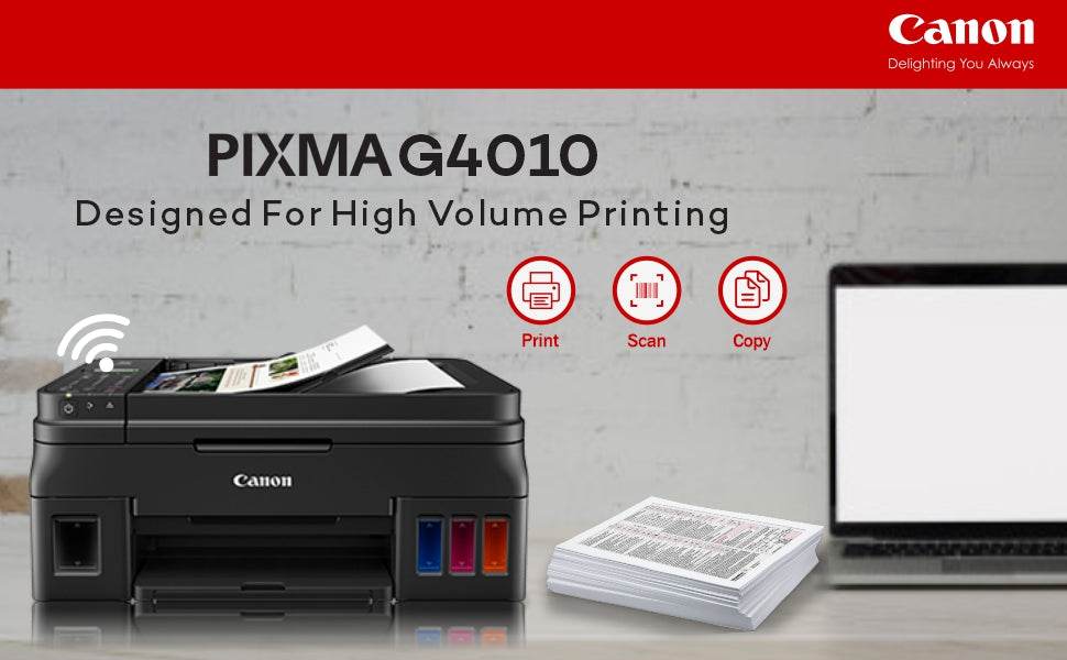 Canon PIXMA G4010 All in One ( Print,Scan,Copy ) WiFi Inktank Colour Printer with FAX for Home/Office - warehousetech13