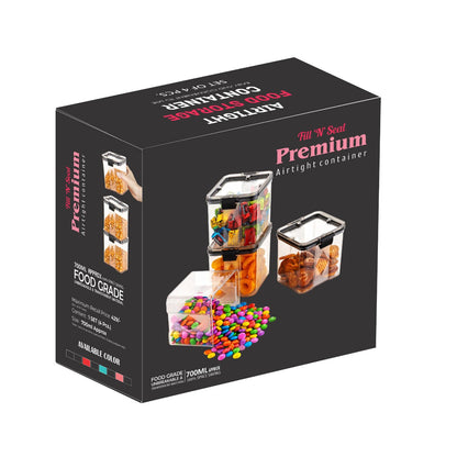2763 4pc Square Container 700ml Used For Storing Types Of Food Stuffs And Items. - warehousetech13