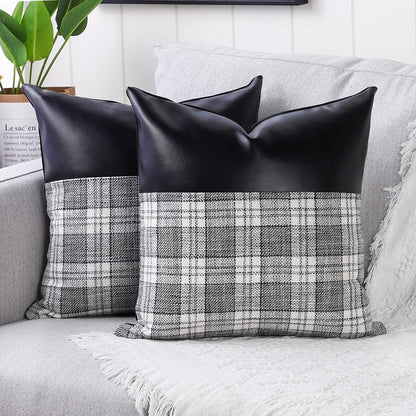 Pillow Covers Cushion Cases Soft Leather And Cotton (23 22 Inch 1 Pair 2 Pc) - warehousetech13