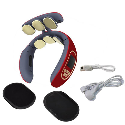 6 Heads Smart Electric Neck And Back Pulse Massager Wireless (1 Pc) - warehousetech13