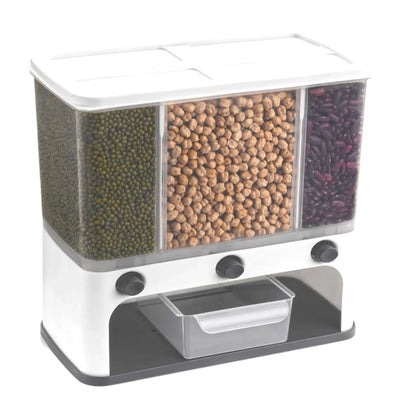 Easy Flow Cereal Dispenser For Kitchen 3 In 1 Push Button Wall Mount Container - warehousetech13