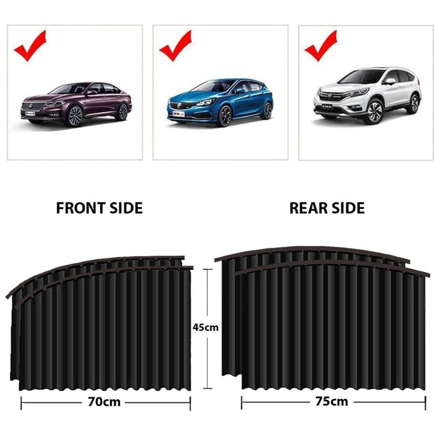 Curtain For Car Window Heat Sunshade Protection (4 Pcs With Curtain Hook Adhesive Tap Set) - warehousetech13