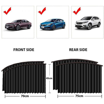 Curtain For Car Window Heat Sunshade Protection (4 Pcs With Curtain Hook Adhesive Tap Set) - warehousetech13