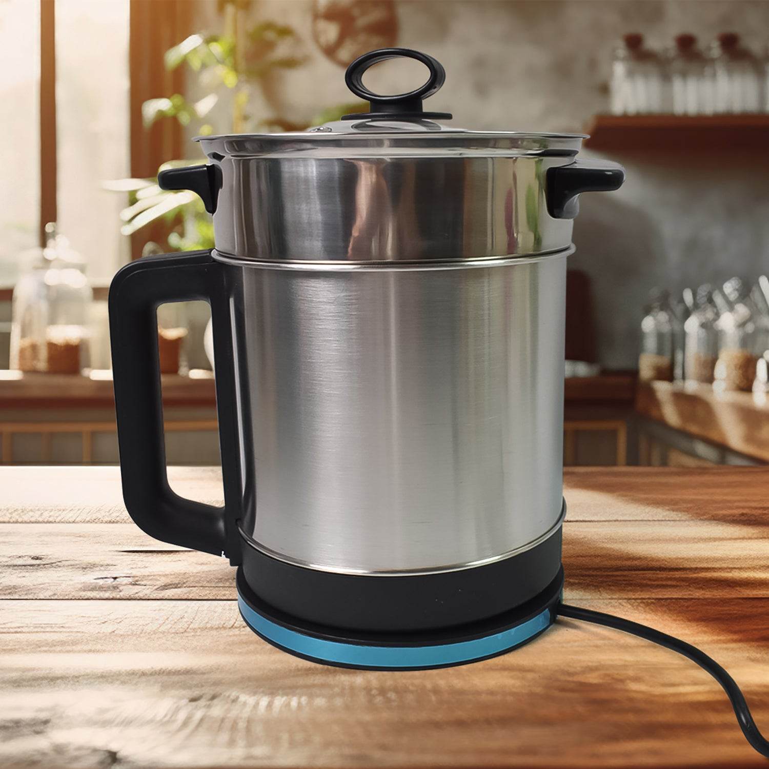 Soup Pot With Lid Stainless Steel Multi Cooker Kettle (800w 2.5 Ltr.) - warehousetech13