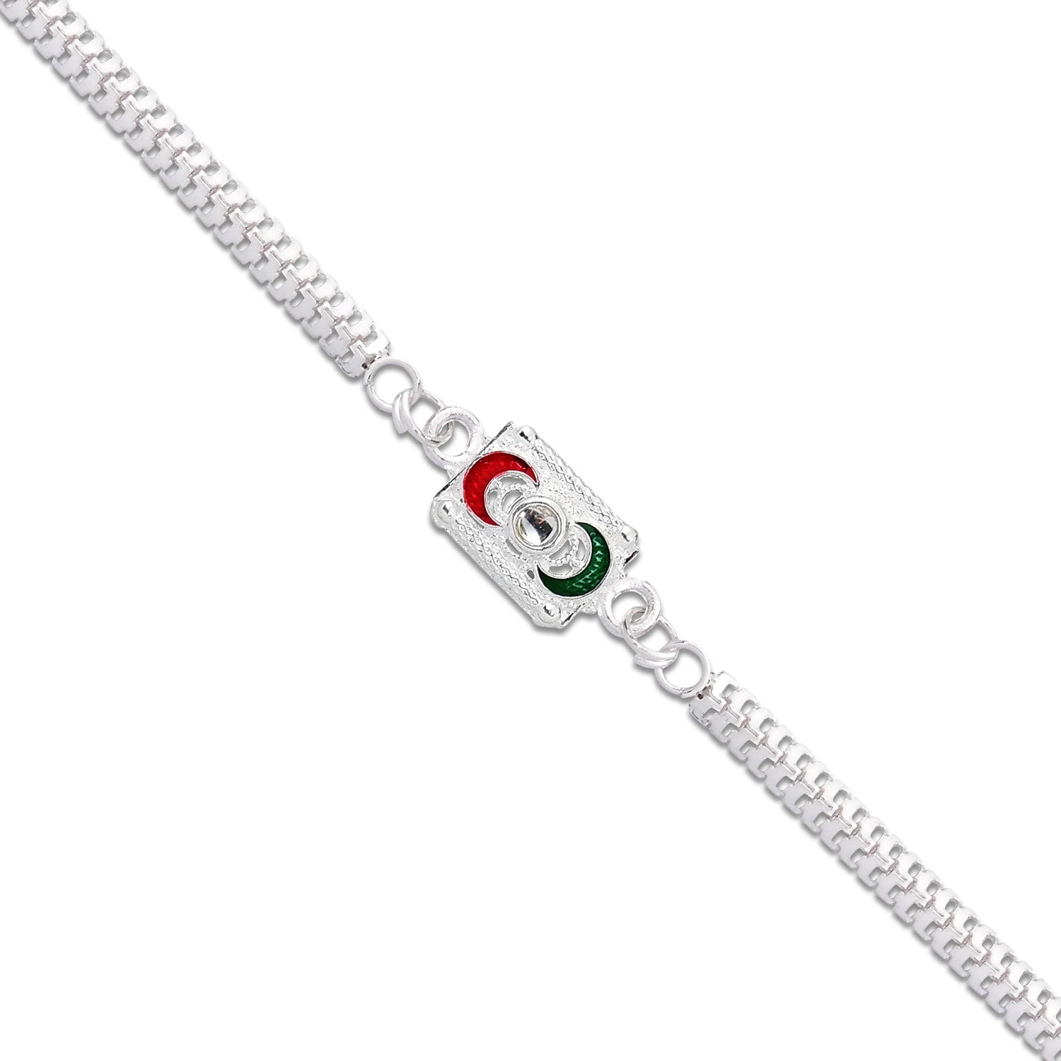 Trendy Geometric Rakhi With Linked Ring Design And Polished Chain - warehousetech13