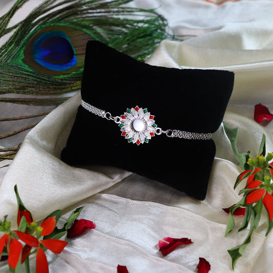 Sunflower Shape Rakhi With Silver Chain - warehousetech13