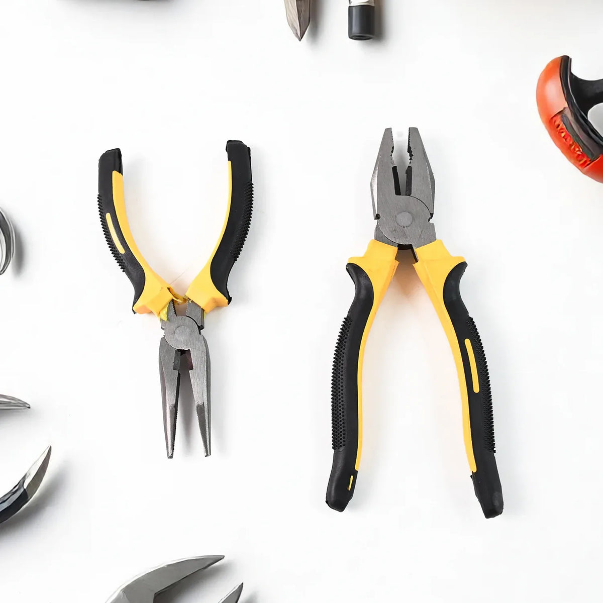 Long Nose Plier And Flat Mouth Plier Combo Tools (2 Pc Set) - warehousetech13