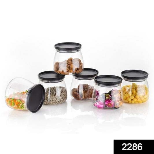 2286 Matka Shaped Jar With Air Tight Leak Proof Lid (Multicolour) (Set Of 6) (900ml) - warehousetech13