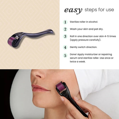 Derma Roller 0.75mm for Anti-Aging, Scar Removal, Hair Regrowth & Exfoliating Facial Scrubs